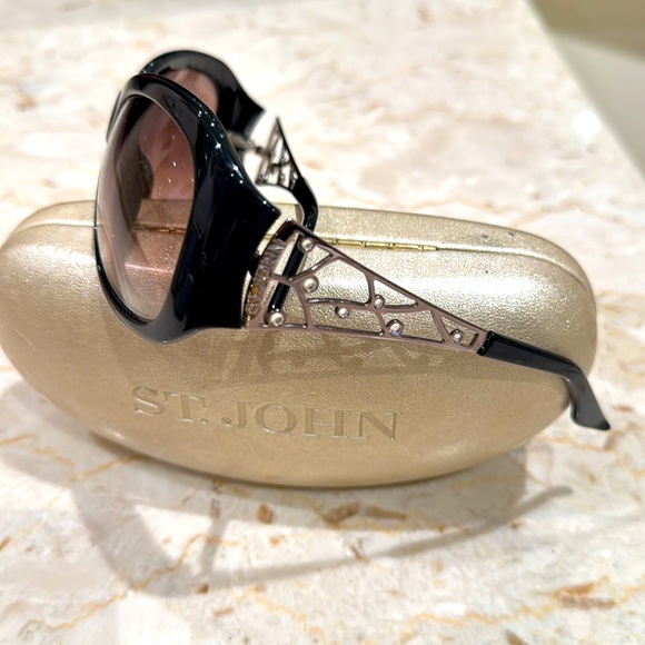 St. John Black Sunglasses with Gold Case